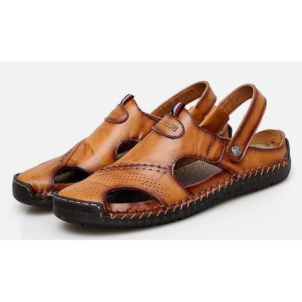 Men's Leather Sandals Casual Fisherman Beach Slippers Summer Driving Size UK 44